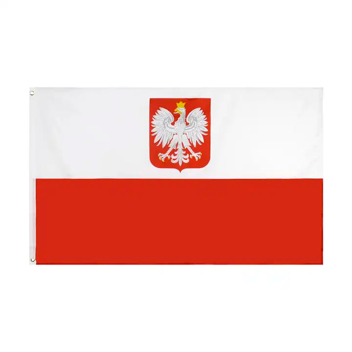 Bandera de Polonia con escudo naval de 3' x 5'