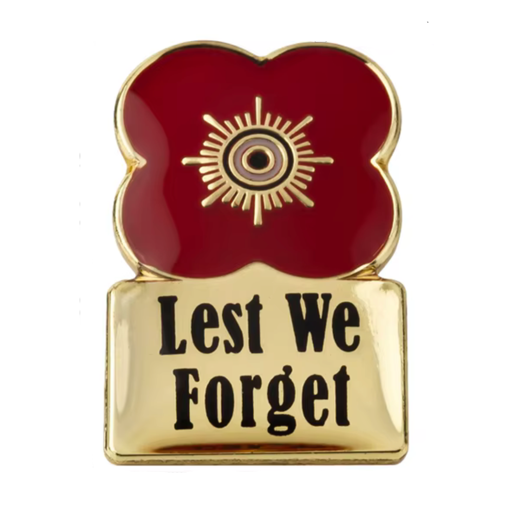 Lest We Forget Red Poppy Flower Pin Badge