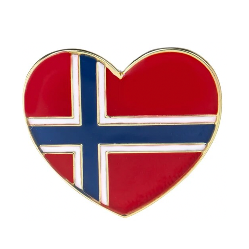Norway Love Heart Flag Pin Badge