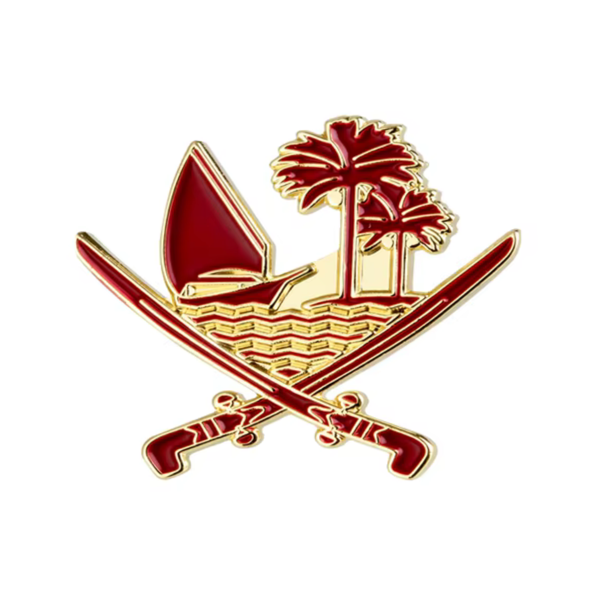 Qatar Crossed Swords & Boats Pin Badge