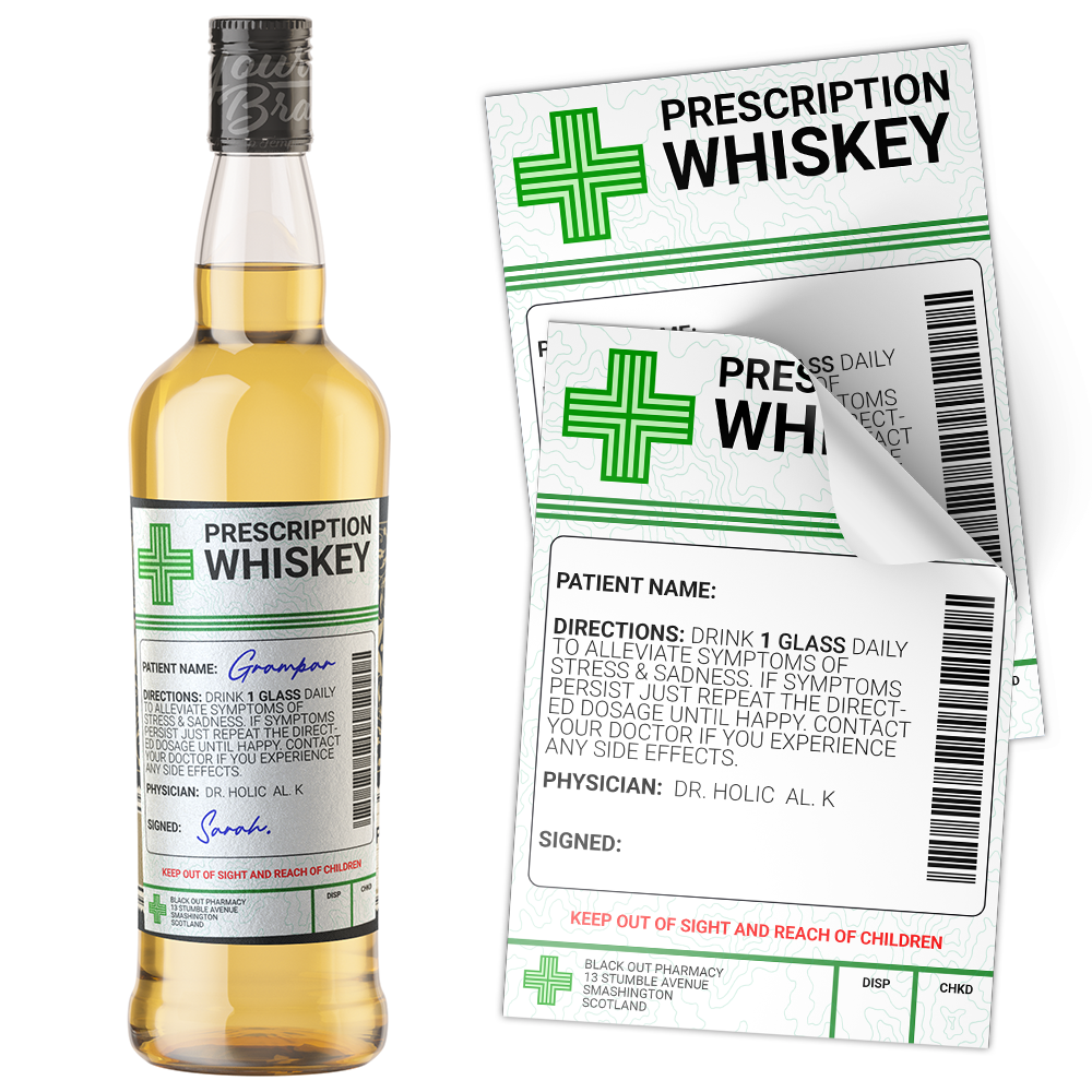 Whiskey Prescription Medical Alcohol Bottle Gift Funny Drinks Sticker