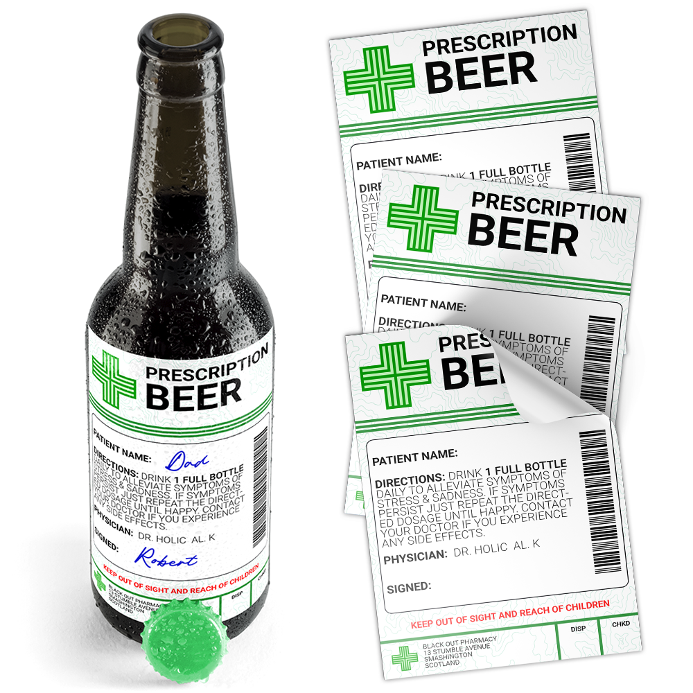 Beer Prescription Medical Alcohol Bottle Gift Funny Drinks Sticker