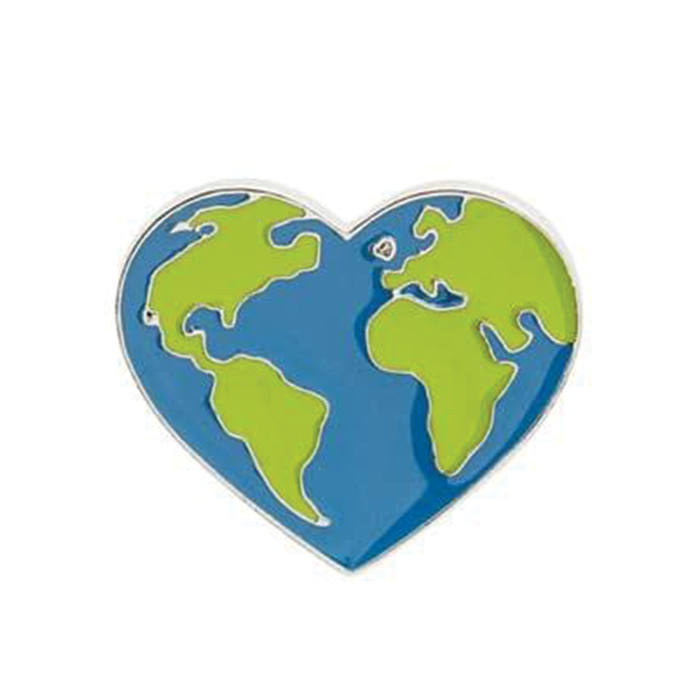 Earth Love Heart Pin Badge
