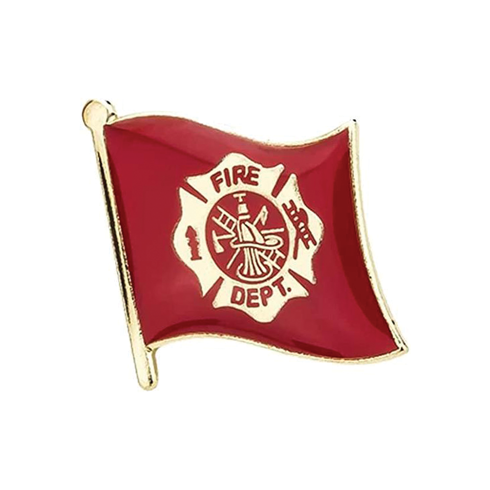 Fire Department USA Flag Pin Badge