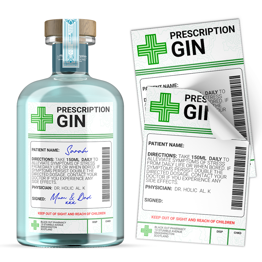 Gin Prescription Medical Alcohol Bottle Gift Funny Drinks Sticker