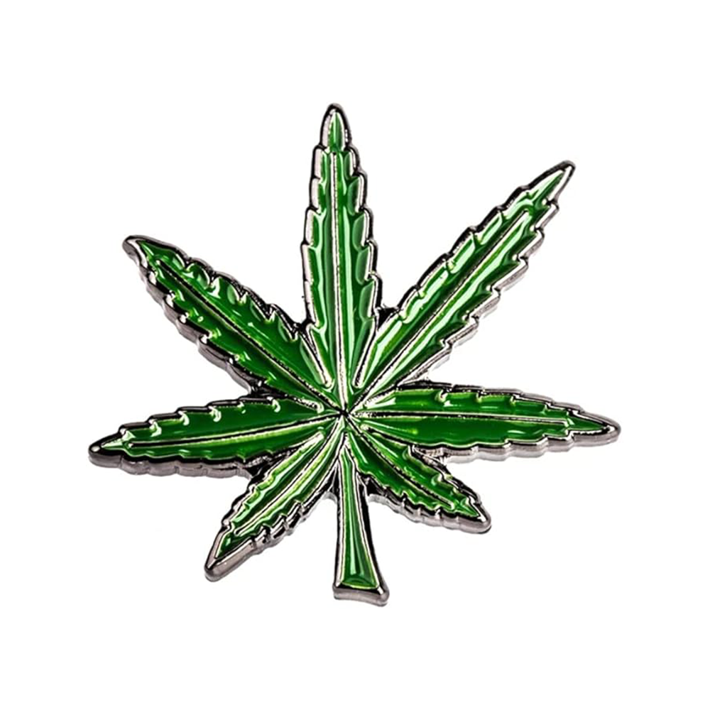 Green Leaf Weed Pin Badge