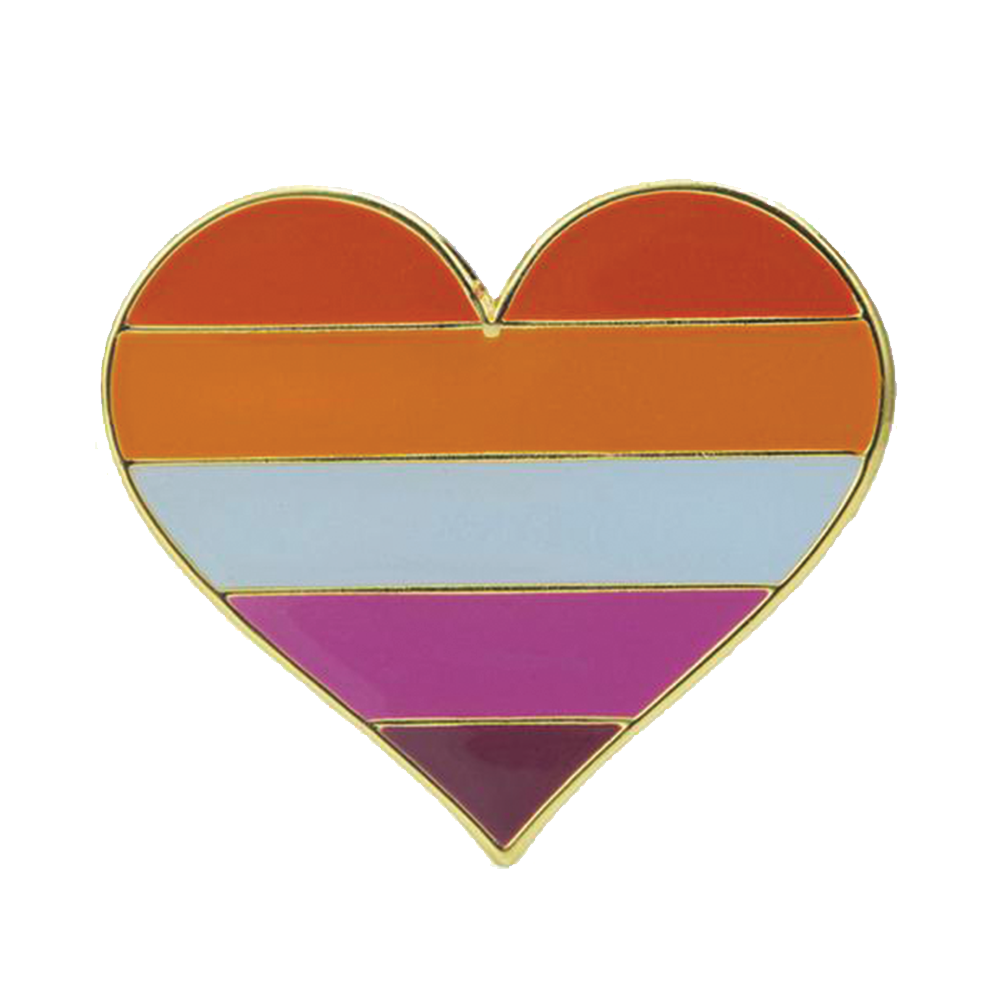 Lesbian Rainbow Heart Pin Badge