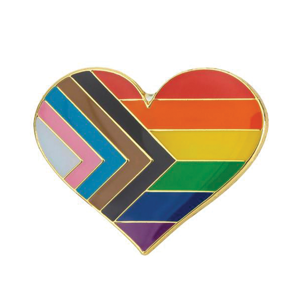 Progress Pride Heart Rainbow Pin Badge