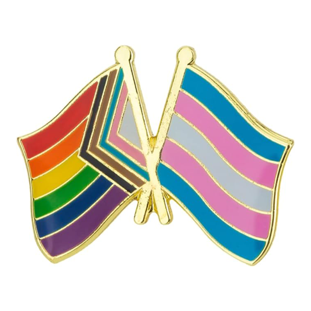 Progress Pride & Transgender Rainbow Friendship Pin Badge
