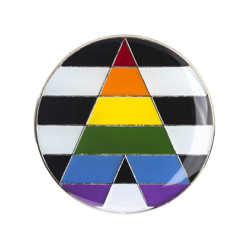 Straight Ally Round  Flag Pin Badge