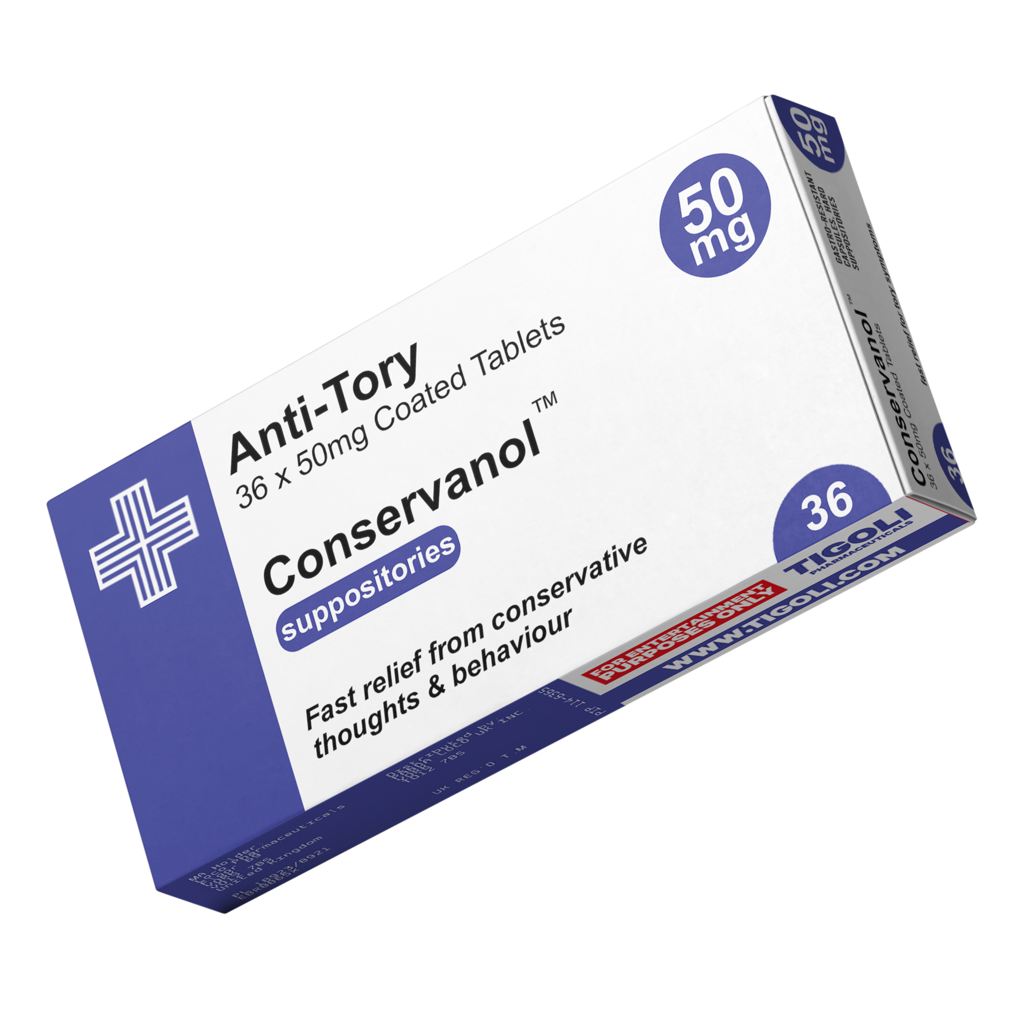 Anti-Tory Conservative Pill Medication Box Realistic Prescription Joke Gag Funny + Free Prescription Bag
