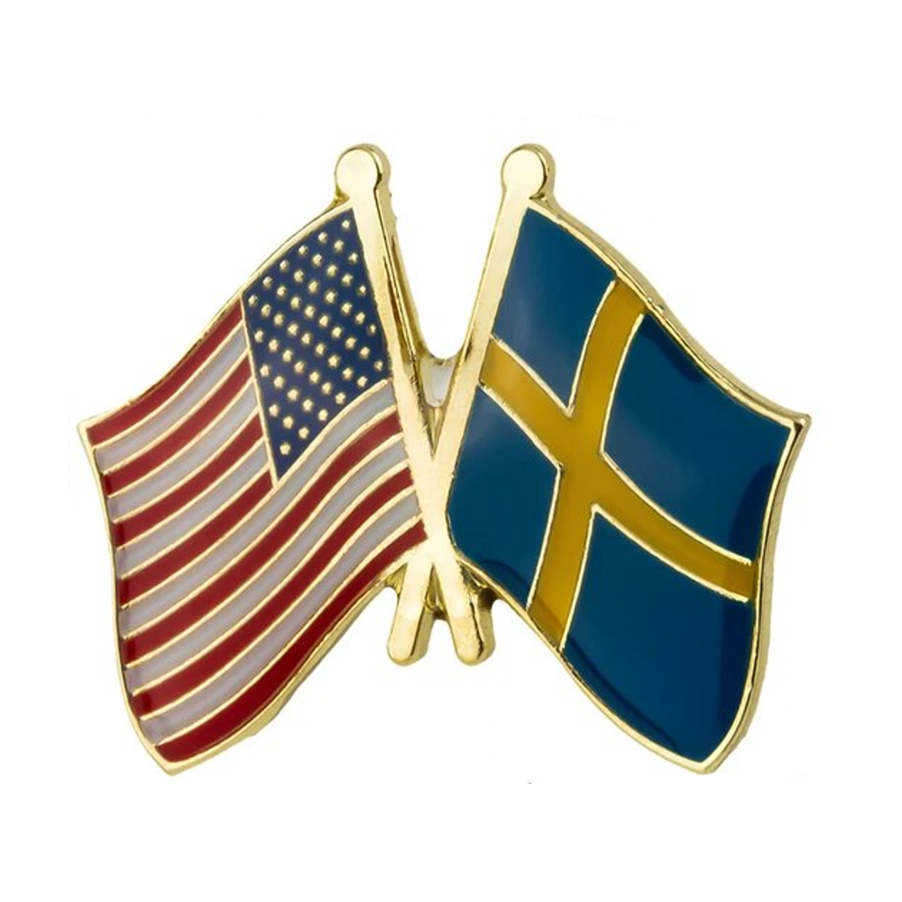 USA & Sweden Friendship Pin Badge