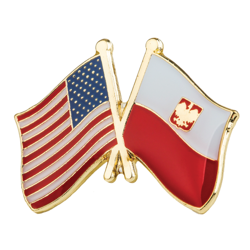 USA & Poland Naval Crest Friendship Pin Badge