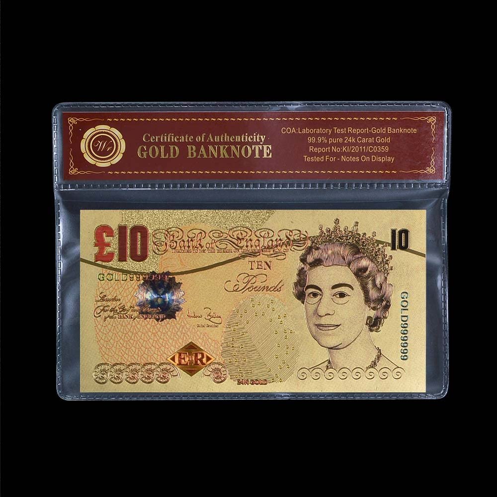 £10 Old UK Golden Banknote