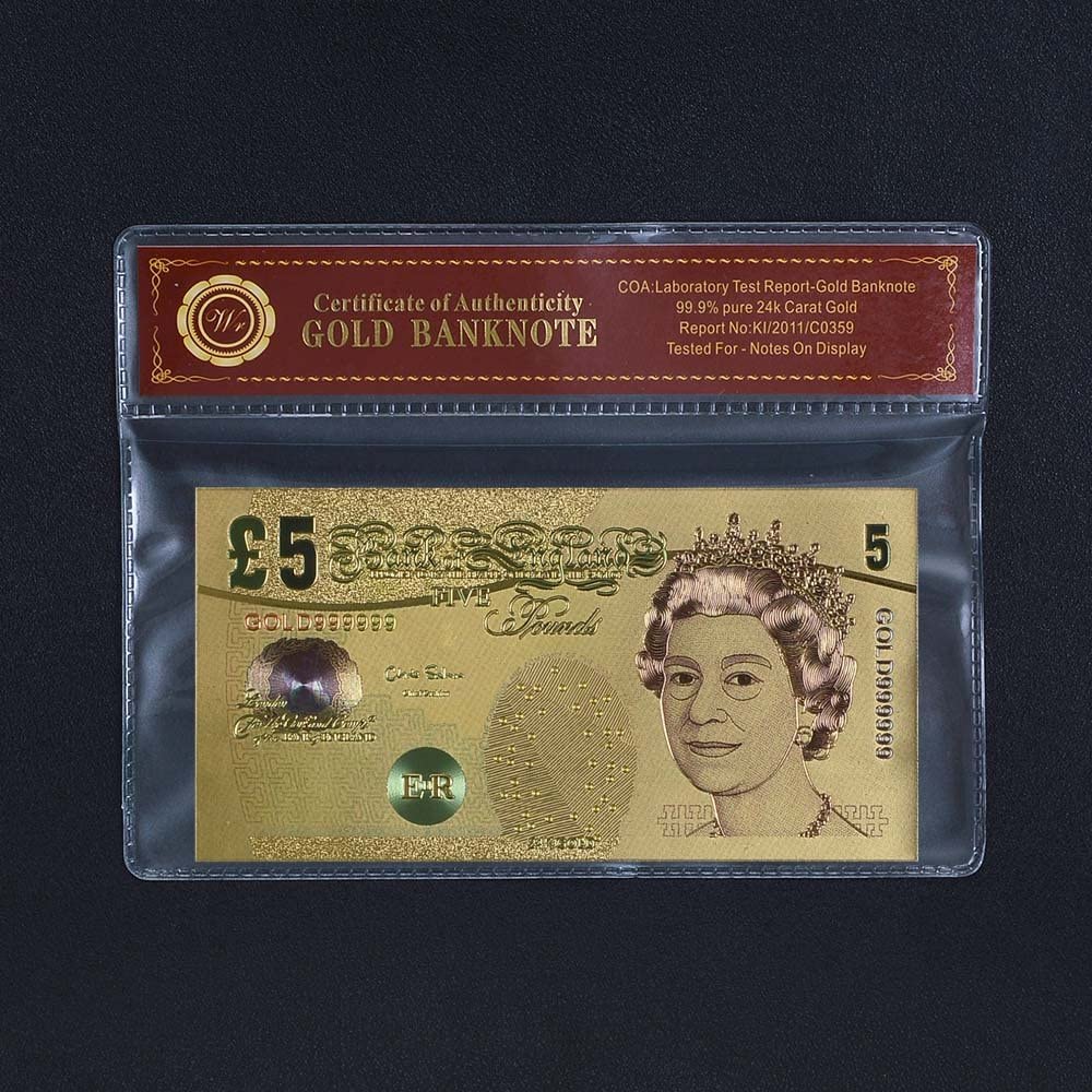£5 Old UK Golden Banknote