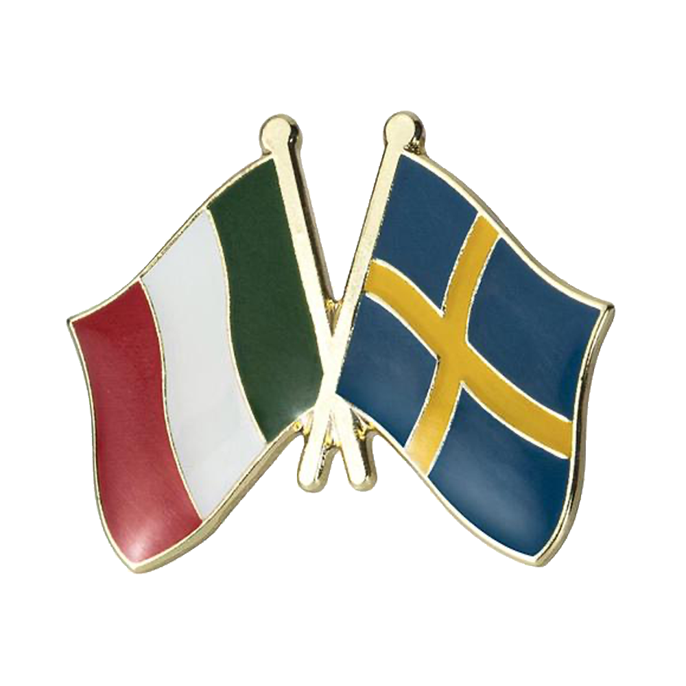 Italy & Sweden Friendship Pin Badge