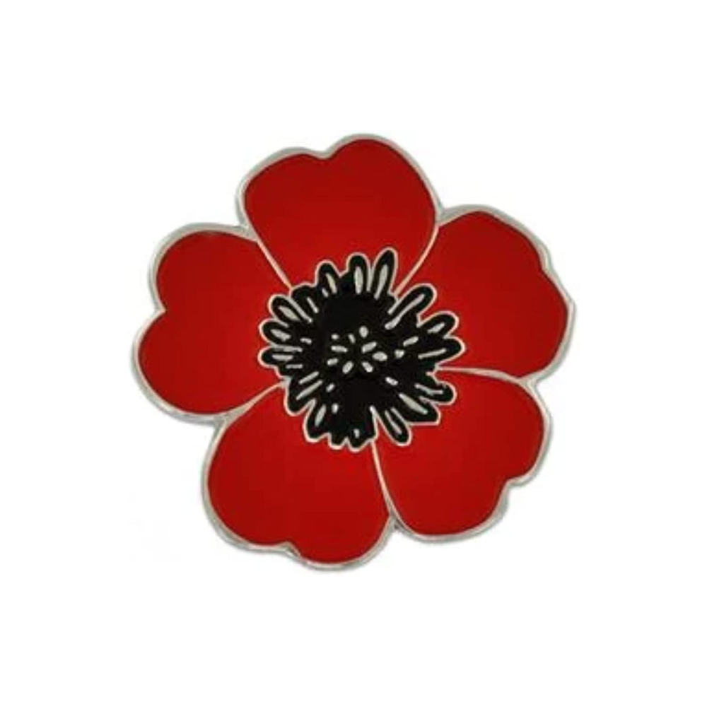 Red Poppy Flower Pin Badge