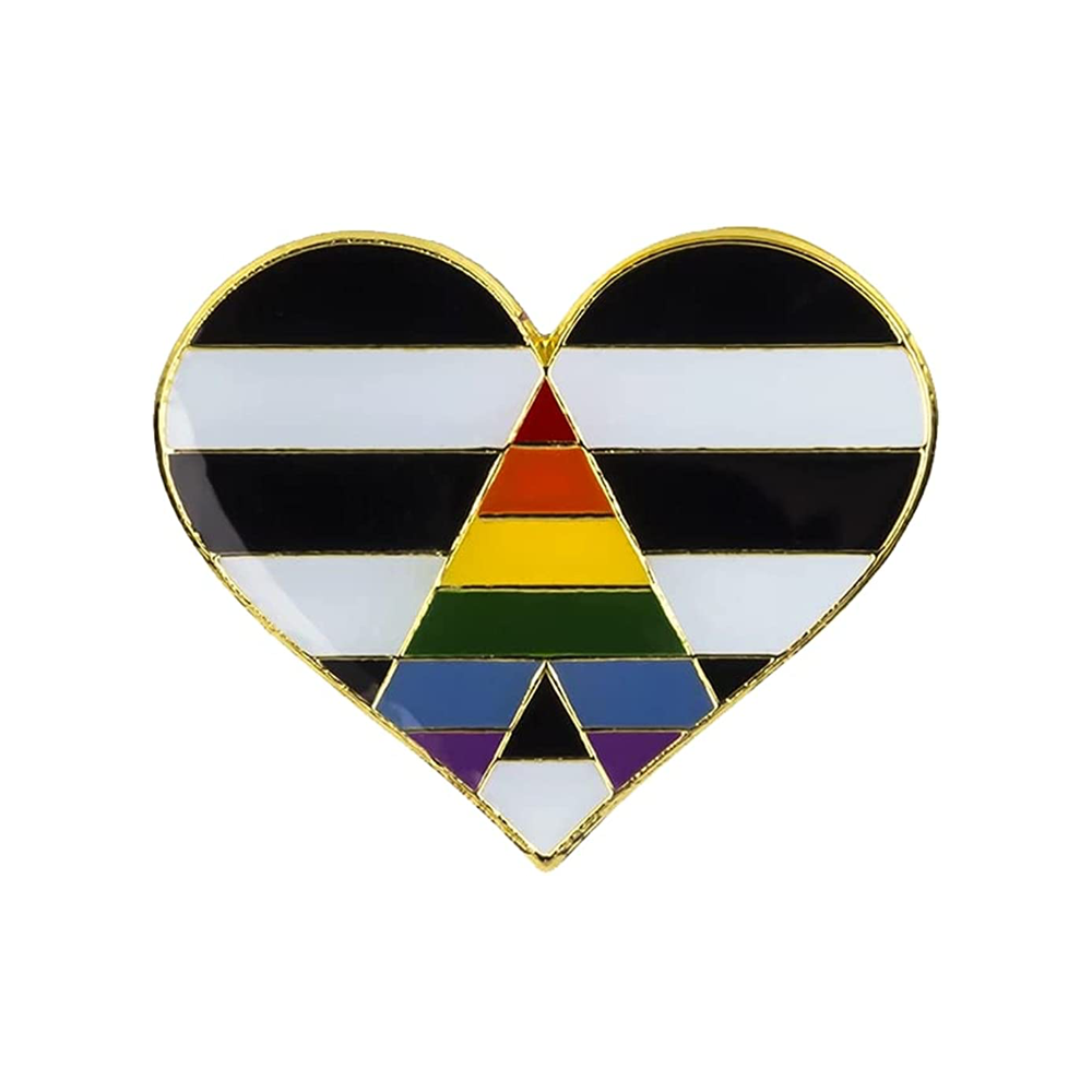 Straight Ally Heart Flag Pin Badge